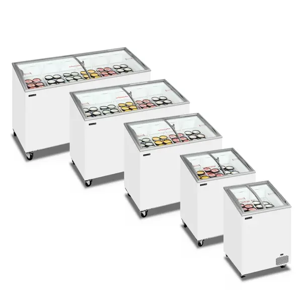 Vrieskist | ICECREAM | 100L | Wit | -14°C/-24°C | Statisch | Schuifdeksels (Gebogen) | 570x570x885(h)mm