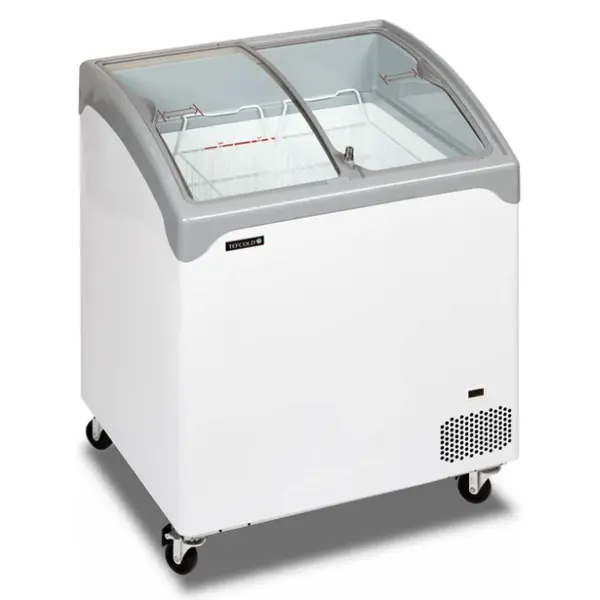 Vrieskist | ICECREAM | 185L | Wit/Grijs | -14°C/-24°C | Statisch | Schuifdeksels (Gebogen) | 740x650x918(h)mm