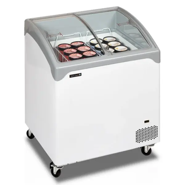 Vrieskist | ICECREAM | 185L | Wit/Grijs | -14°C/-24°C | Statisch | Schuifdeksels (Gebogen) | 740x650x918(h)mm