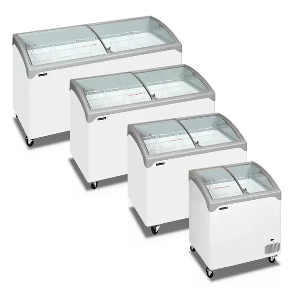 Vrieskist | ICECREAM | 185L | Wit/Grijs | -14°C/-24°C | Statisch | Schuifdeksels (Gebogen) | 740x650x918(h)mm