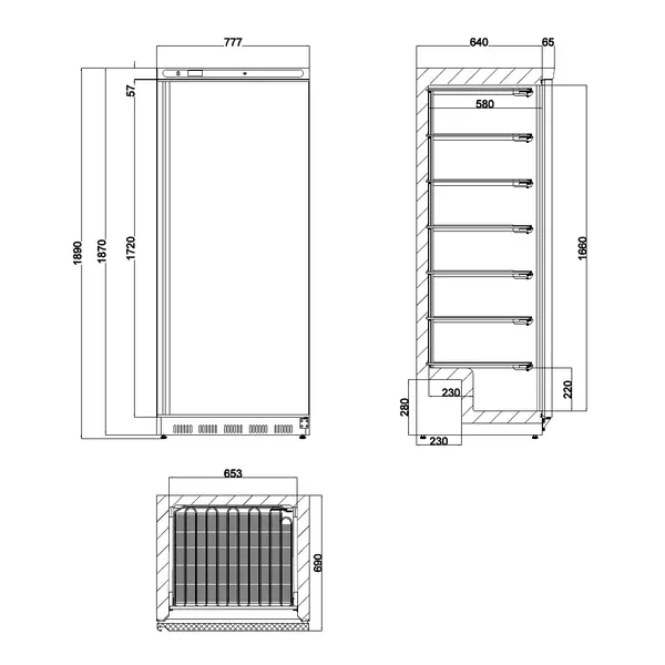 Vrieskast | C-SERIE | 600L | Wit | -10°C/-25°C | Statisch | Wielen | 780x695x1890(h)mm