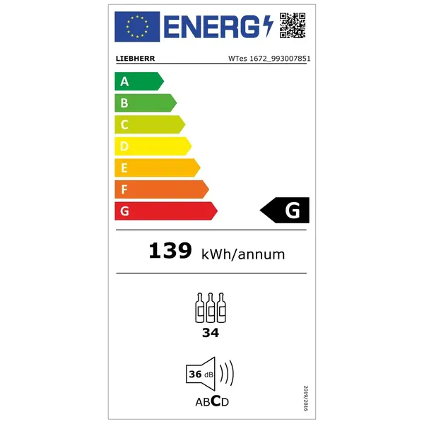 Wijnklimaatkast | VINIDOR | 34x 75cl | RVS | 2 Zones | +5°C/+20°C | Geforceerd | Temperatuur-/Deuralarm | 598x575x822(h)mm