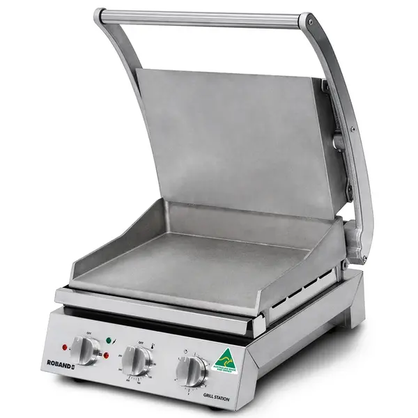 Contact-/Paninigrill | Enkel | Glad Oppervlak 375x275 (Aluminium) | 80°C/280°C | 2.2kW (230V) | 435x490x220(h)mm