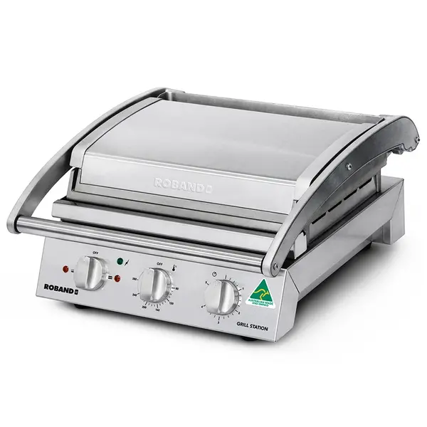 Contact-/Paninigrill | Enkel | Glad/Gegroefda Oppervlak 375x275 (Aluminium) | 80°C/280°C | 2.2kW (230V) | 435x490x220(h)mm