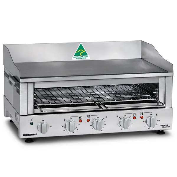 Bak-/Grillplaat + Salamander | Elektrisch | Glad Oppervlak 700x400 (RVS) | 1 Niveau (Salamander) | 100°C/300°C | 5.96kW (400V) | 725x541x374(h)mm
