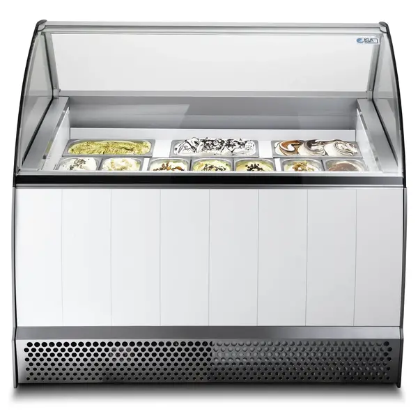 Schepijsvitrine | BERMUDA | 300L | 10x 5L | -14°C/-20°C | Geforceerd | Gekoelde Reserve | Wielen | 1340x800x1343(h)mm