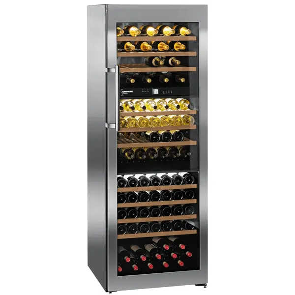 Wijnklimaatkast | VINIDOR | 580L (178x 75cl) | RVS | 3 Zones | +5°C/+20°C | Geforceerd | Temperatuur-/Deuralarm | Wielen | 700x742x1920(h)mm