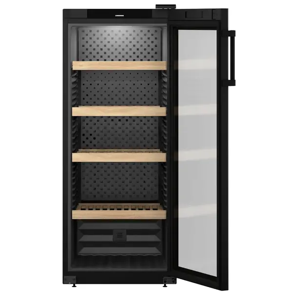 Wijnkoelkast | GRAND CRU | 166x 75cl | Zwart | 1 Zone | +5°C/+20°C | Geforceerd | Temperatuur-/Deuralarm + App | Wielen | 597x763x1484(h)mm