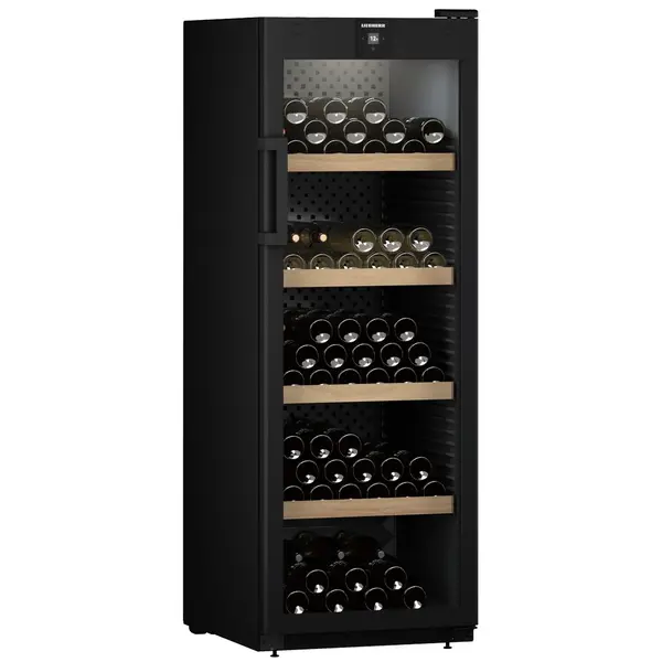 Wijnkoelkast | GRAND CRU | 196x 75cl | Zwart | 1 Zone | +5°C/+20°C | Geforceerd | Temperatuur-/Deuralarm + App | Wielen | 597x763x1684(h)mm