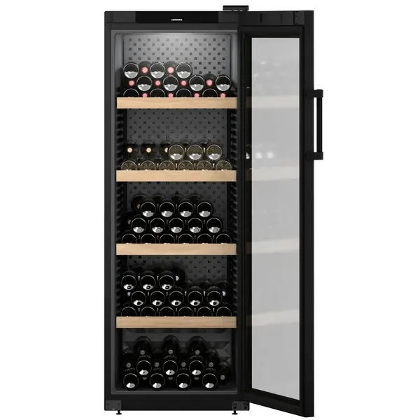 Wijnkoelkast | GRAND CRU | 196x 75cl | Zwart | 1 Zone | +5°C/+20°C | Geforceerd | Temperatuur-/Deuralarm + App | Wielen | 597x763x1684(h)mm