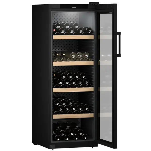 Wijnkoelkast | GRAND CRU | 196x 75cl | Zwart | 1 Zone | +5°C/+20°C | Geforceerd | Temperatuur-/Deuralarm + App | Wielen | 597x763x1684(h)mm