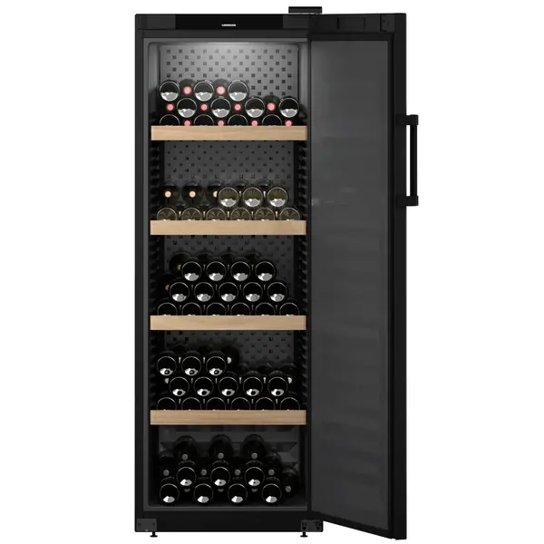 Wijnkoelkast | GRAND CRU | 196x 75cl | Zwart | 1 Zone | +5°C/+20°C | Geforceerd | Temperatuur-/Deuralarm + App | Wielen | 597x763x1684(h)mm