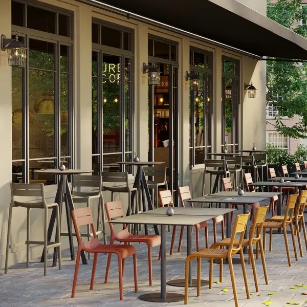 Stoel | CALOR | Okergeel | Kunststof | Outdoor | Stapelbaar | 490x550x820(h)mm
