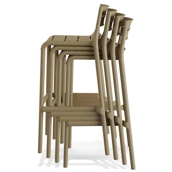 Barkruk | CALOR | Sand | Kunststof | Outdoor | Stapelbaar | 490x490x1000(h)mm