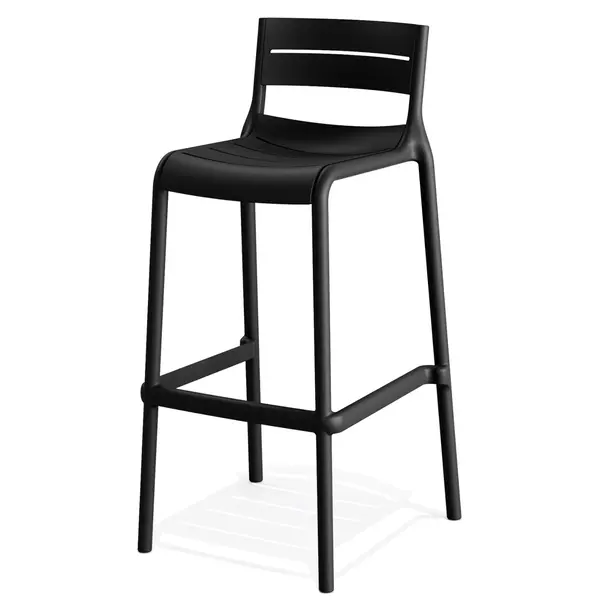 Barkruk | CALOR | Zwart | Kunststof | Outdoor | Stapelbaar | 490x490x1000(h)mm