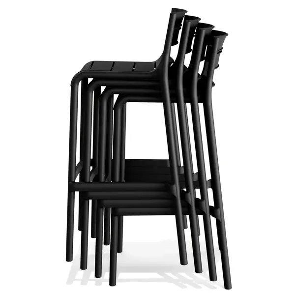 Barkruk | CALOR | Zwart | Kunststof | Outdoor | Stapelbaar | 490x490x1000(h)mm