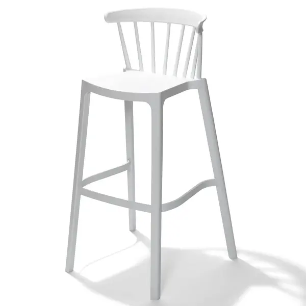 Barkruk | WINDSON | Wit | Kunststof | Outdoor | Stapelbaar | 530x550x1030(h)mm