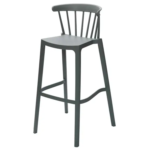 Barkruk | WINDSON | Grijsgroen | Kunststof | Outdoor | Stapelbaar | 530x550x1030(h)mm