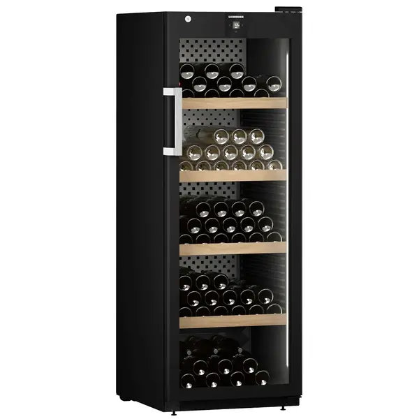Wijnkoelkast | GRAND CRU | 196x 75cl | Zwart | 1 Zone | +5°C/+20°C | Geforceerd | Touchscreen + App | Temperatuur-/Deuralarm | Wielen | 597x763x1684(h)mm