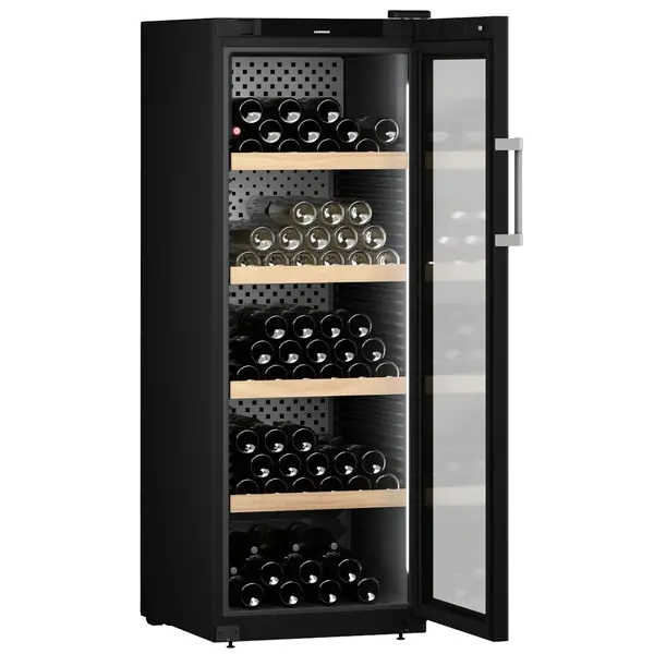 Wijnkoelkast | GRAND CRU | 196x 75cl | Zwart | 1 Zone | +5°C/+20°C | Geforceerd | Touchscreen + App | Temperatuur-/Deuralarm | Wielen | 597x763x1684(h)mm
