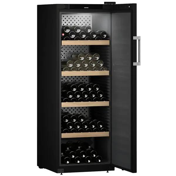 Wijnkoelkast | GRAND CRU | 196x 75cl | Zwart | 1 Zone | +5°C/+20°C | Geforceerd | Touchscreen + App | Temperatuur-/Deuralarm | Wielen | 597x763x1684(h)mm