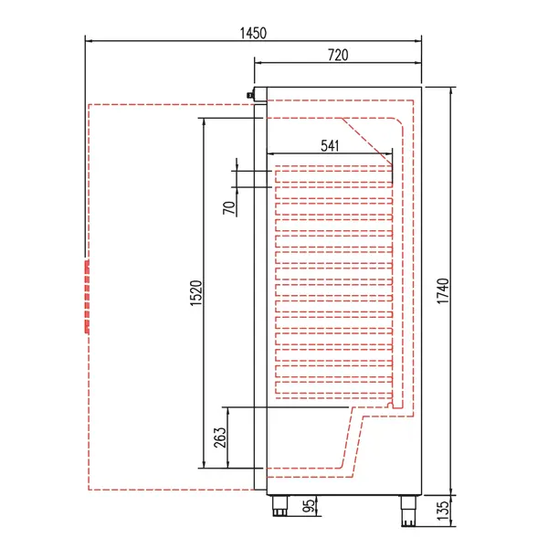 Koelkast | RVG | 532L (2/1 GN) | Wit | -2°C/+8°C | Geforceerd | Temperatuuralarm | 755x720x1850(h)mm