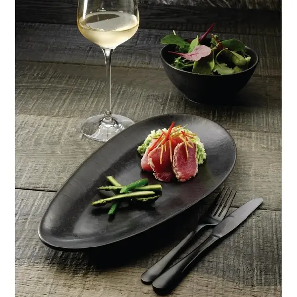 Borden | FUSION | Porselein | Zwart | 6 Stuks | 357x172x27(h)mm