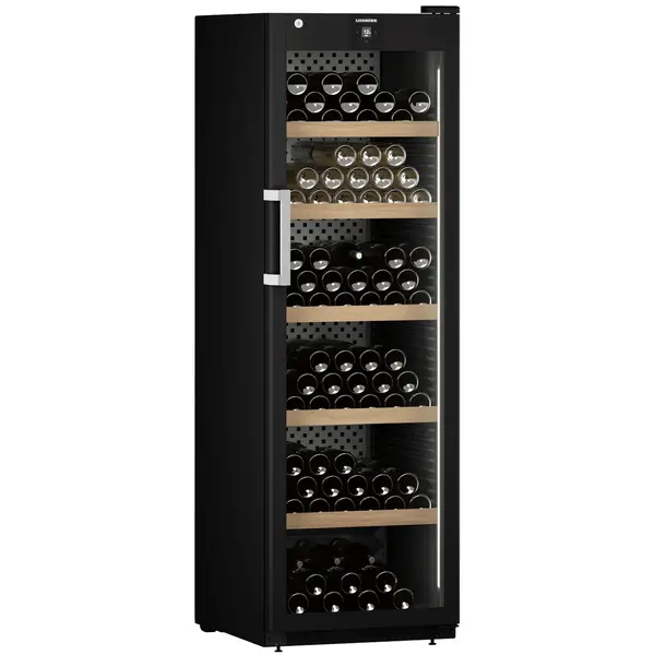 Wijnkoelkast | GRAND CRU | 229x 75cl | Zwart | 1 Zone | +5°C/+20°C | Geforceerd | Touchscreen + App | Temperatuur-/Deuralarm | Wielen | 597x763x1884(h)mm