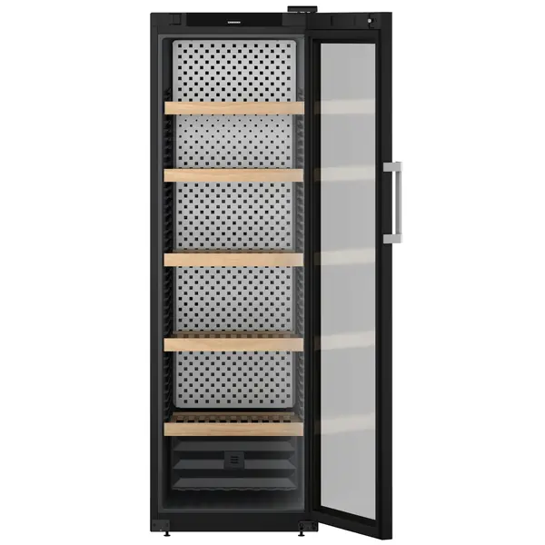 Wijnkoelkast | GRAND CRU | 229x 75cl | Zwart | 1 Zone | +5°C/+20°C | Geforceerd | Touchscreen + App | Temperatuur-/Deuralarm | Wielen | 597x763x1884(h)mm
