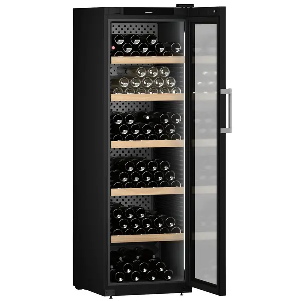 Wijnkoelkast | GRAND CRU | 229x 75cl | Zwart | 1 Zone | +5°C/+20°C | Geforceerd | Touchscreen + App | Temperatuur-/Deuralarm | Wielen | 597x763x1884(h)mm