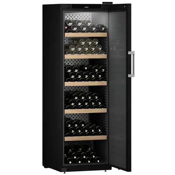 Wijnkoelkast | GRAND CRU | 229x 75cl | Zwart | 1 Zone | +5°C/+20°C | Geforceerd | Touchscreen + App | Temperatuur-/Deuralarm | Wielen | 597x763x1884(h)mm