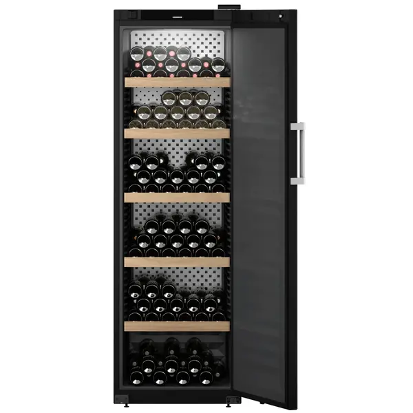 Wijnkoelkast | GRAND CRU | 229x 75cl | Zwart | 1 Zone | +5°C/+20°C | Geforceerd | Touchscreen + App | Temperatuur-/Deuralarm | Wielen | 597x763x1884(h)mm