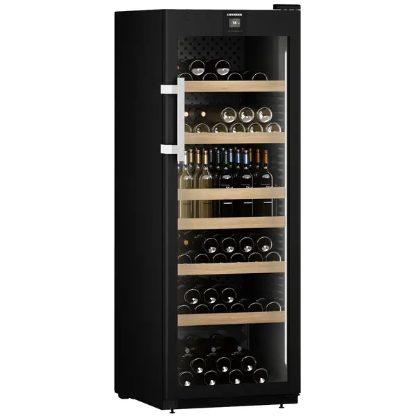 Wijnkoelkast | PERFECTION | 158x 75cl | Zwart | 1 Zone | +5°C/+20°C | Geforceerd | Touchscreen + App | Temperatuur-/Deuralarm | Wielen | 597x763x1684(h)mm