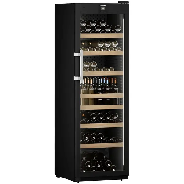 Wijnkoelkast | PERFECTION | 188x 75cl | Zwart | 1 Zone | +5°C/+20°C | Geforceerd | Touchscreen + App | Temperatuur-/Deuralarm | Wielen | 597x763x1884(h)mm