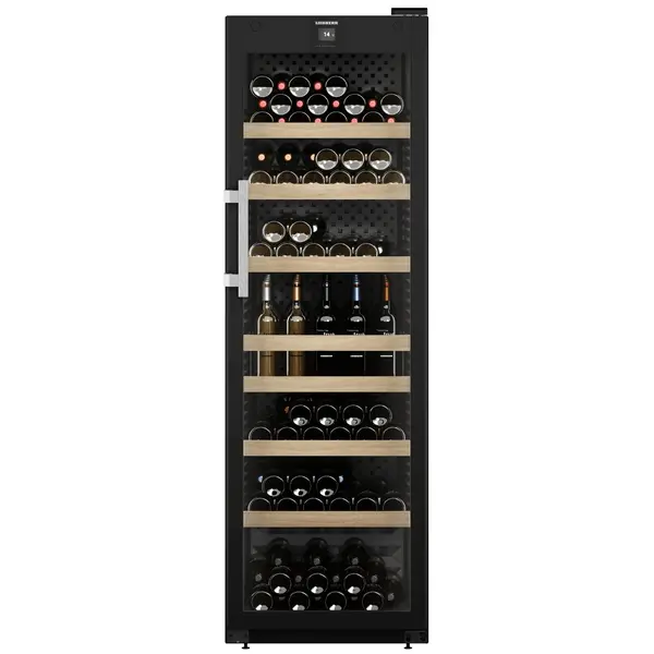 Wijnkoelkast | PERFECTION | 188x 75cl | Zwart | 1 Zone | +5°C/+20°C | Geforceerd | Touchscreen + App | Temperatuur-/Deuralarm | Wielen | 597x763x1884(h)mm