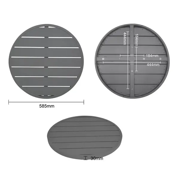 Tafelblad | Aluminium (Donkergrijs) | In-/Outdoor | Voorgeboord | Ø580mm