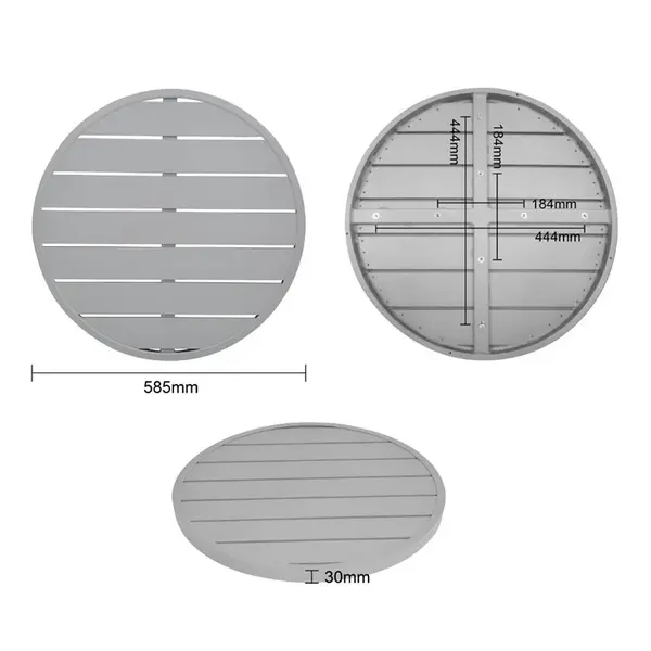 Tafelblad | Aluminium (Lichtgrijs) | In-/Outdoor | Voorgeboord | Ø580mm