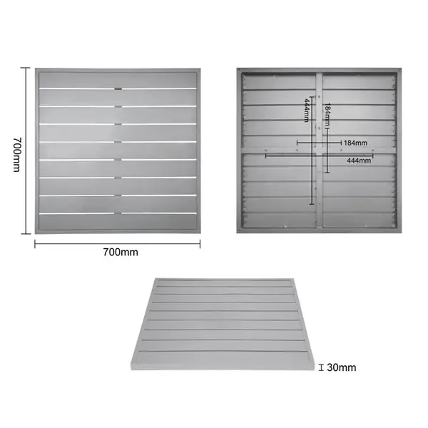 Tafelblad | Aluminium (Lichtgrijs) | In-/Outdoor | Voorgeboord | 700x700mm