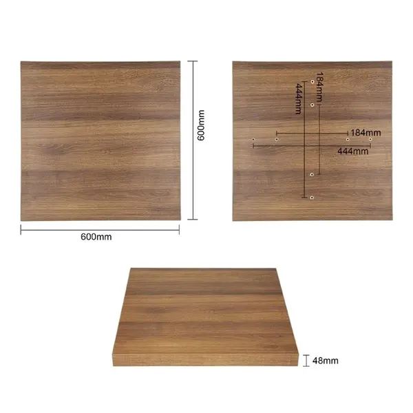 Tafelblad | Houtlook (Rustic Oak) | Indoor | Voorgeboord | 600x600mm