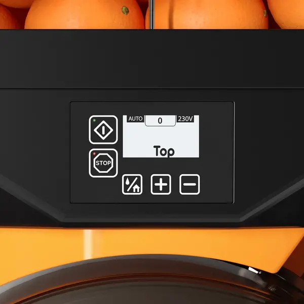 Vruchtenpers + Onderstel | TOP | 28/min (Ø65-80mm) | Zelfbediening (Push&Juice) | Pulpfilter + Flessenhouder | Automatische Vulling | 600x650x1760(h)mm