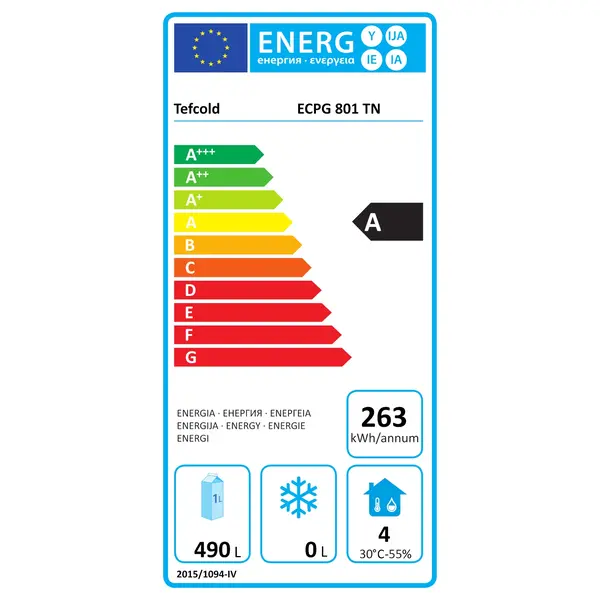 Koelkast | Energiezuinig | 800L (2/1 GN) | RVS | -2°C/+8°C | Geforceerd | Touchscreen | 700x840x2150(h)mm