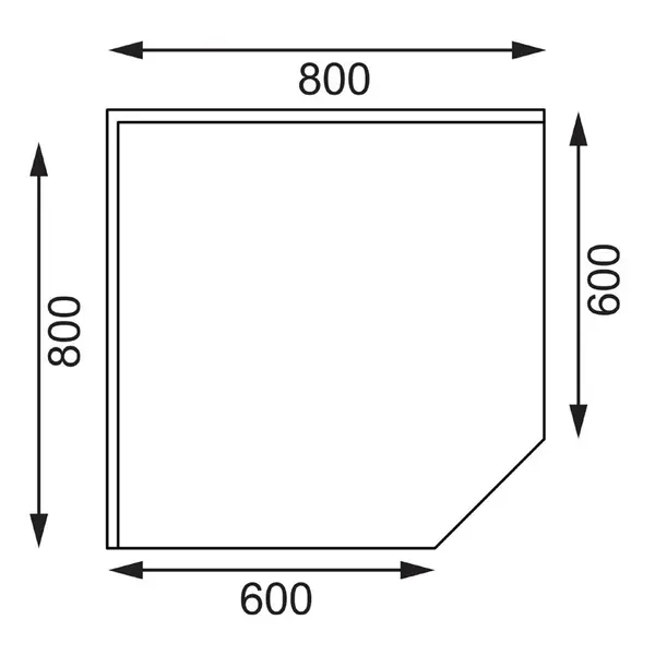 Hoekwerktafel | RVS | Bodemschap | Diepte 600 | Achteropstand | Zelfmontage | 800x800x900/960(h)mm