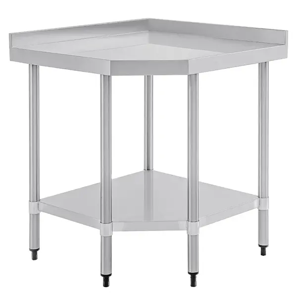 Hoekwerktafel | RVS | Bodemschap | Diepte 700 | Achteropstand | Zelfmontage | 900x900x900/960(h)mm