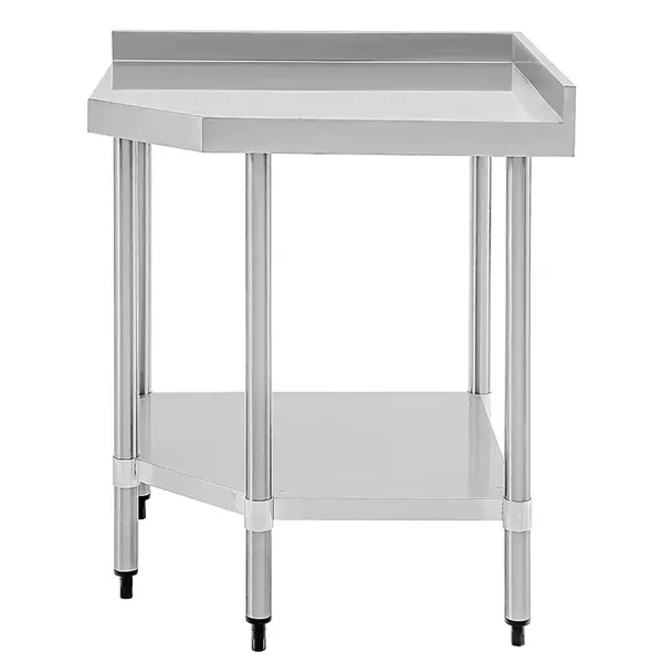 Hoekwerktafel | RVS | Bodemschap | Diepte 700 | Achteropstand | Zelfmontage | 900x900x900/960(h)mm