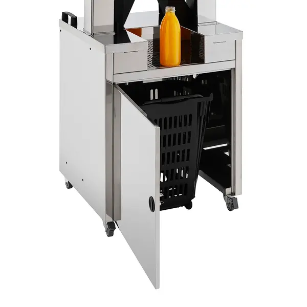 Vruchtenpers + Onderstel | TOP | 28/min (Ø65-80mm) | Zelfbediening (Push&Juice) | Pulpfilter + Flessenhouder | Automatische Vulling | 600x650x1760(h)mm