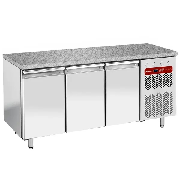 Bakkerij Vrieswerkbank | PastryLine | 550L | 3 Deuren (EN600x400) | -10°C/-20°C | Geforceerd | Natuurstenen Werkblad | 2030x800x880/900(h)mm