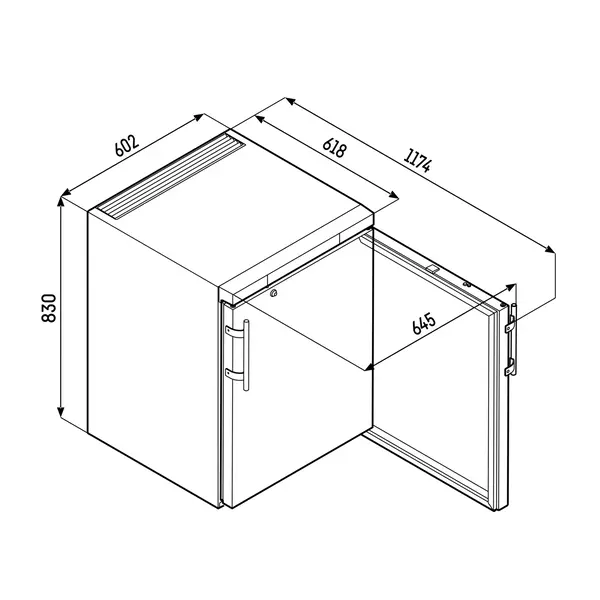 Koelkast | PREMIUM | 160L | Zwart | +1°C/+15°C | Geforceerd | Temperatuuralarm | 600x615x830(h)mm