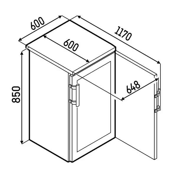 Koelkast | PREMIUM | 180L | RVS/Zwart | +1°C/+15°C | Geforceerd | Bovenblad Afneembaar | 600x600x850(h)mm
