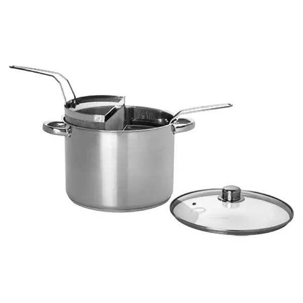 Pastakookpan | RVS | 10L | Div. Warmtebronnen | Incl. Pastamanden + Deksel | Ø260x190(h)mm