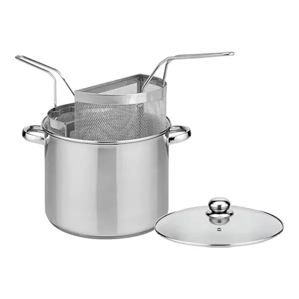 Pastakookpan | RVS | 10L | Div. Warmtebronnen | Incl. Pastamanden + Deksel | Ø260x190(h)mm